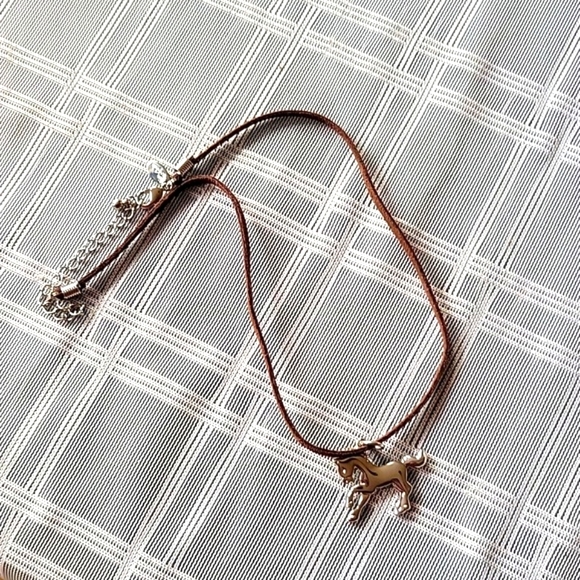 Lia Sophia Horse Necklace on Brown Cord - Picture 5 of 5